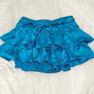 DAY + MOON Teal Metallic Ruffle Skort